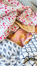 Load image into Gallery viewer, Pink Flowers Kantha Cot Quilt / Playmat XL