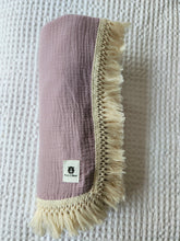 Load image into Gallery viewer, Lavender 100% Cotton Muslin Fringe Swaddle