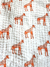 Load image into Gallery viewer, Giraffe Kantha Cot Quilt - Reversible