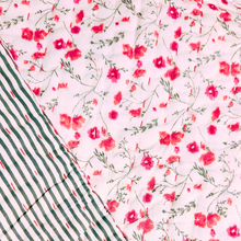 Load image into Gallery viewer, Pink Flowers Kantha Cot Quilt / Playmat XL