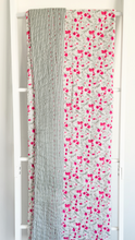 Load image into Gallery viewer, Pink Flowers Kantha Cot Quilt / Playmat XL