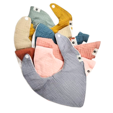 Load image into Gallery viewer, NEW Silvery Blue Organic Cotton Muslin Dribble Bib | Newborn Bib