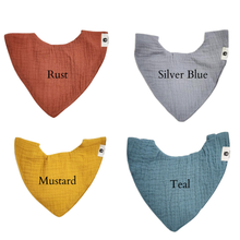 Load image into Gallery viewer, NEW Silvery Blue Organic Cotton Muslin Dribble Bib | Newborn Bib