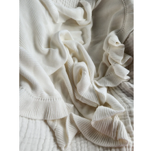 Load image into Gallery viewer, Organic Cotton Heirloom Style Knit Baby Blanket - White Ruffle