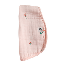 Load image into Gallery viewer, Pink Flowers Organic Cotton Muslin Burp Cloth