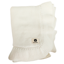 Load image into Gallery viewer, Organic Cotton Heirloom Style Knit Baby Blanket - White Ruffle