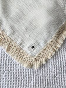 Snow 100% Cotton Muslin Fringe Swaddle