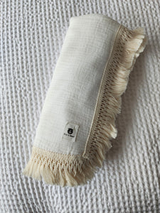 Snow 100% Cotton Muslin Fringe Swaddle