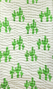 Cactus Kantha Cot Quilt - Reversible