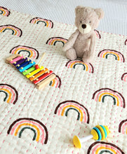 Load image into Gallery viewer, Rainbow Kantha Cot Quilt / Playmat XL- Reversible
