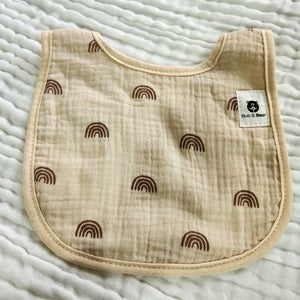 Rainbows (Beige) 100% Cotton Bib (6 Layers)