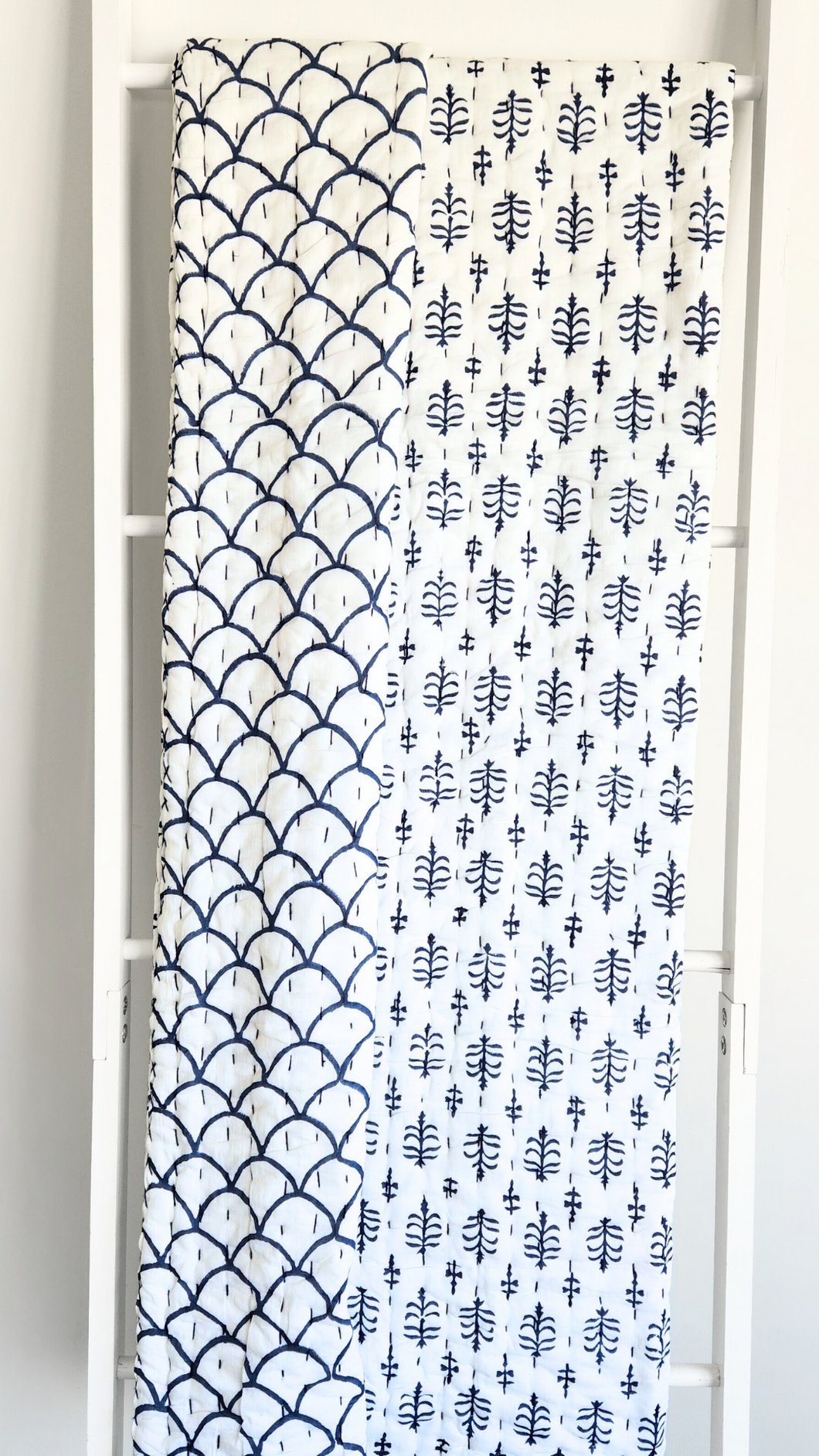 Indigo Kantha Cot Quilt / Playmat XL- Reversible