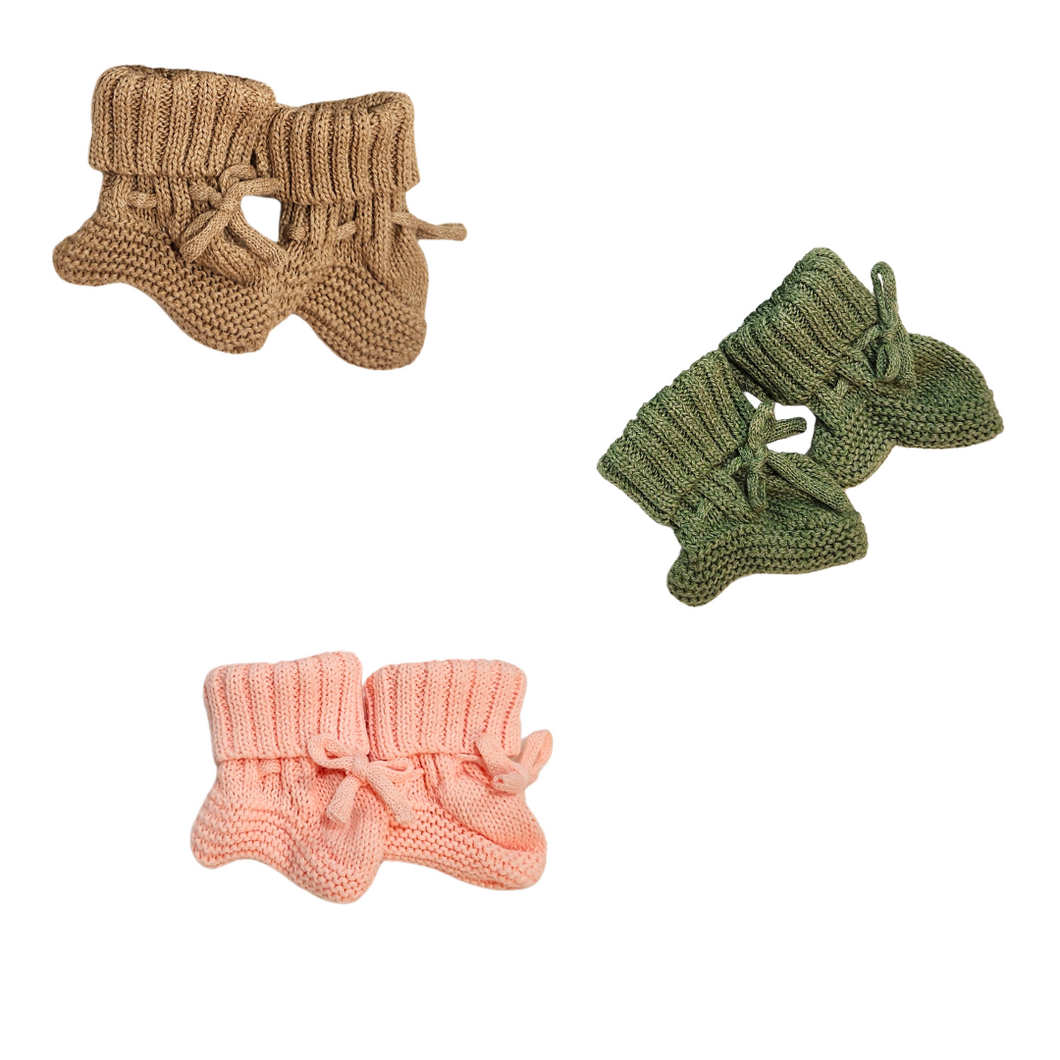 Newborn 100% Organic Cotton Knit Booties