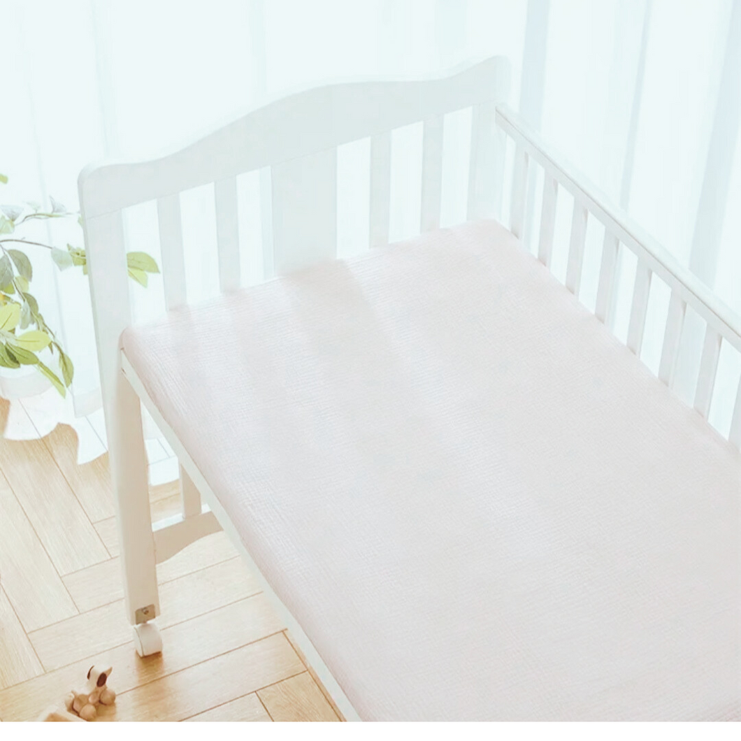 100% Organic Cotton Gauze Fitted Cot Sheet