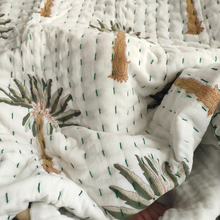 Load image into Gallery viewer, Oasis Kantha Cot Quilt - Reversible
