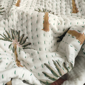Oasis Kantha Cot Quilt / Playmat XL- Reversible