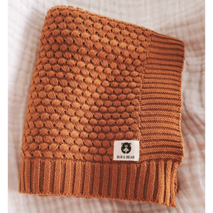 Organic Cotton Heirloom Style Baby Diamond Knit Blanket - Pecan