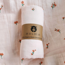 Load image into Gallery viewer, Pink Flowers Organic Cotton Swaddle Sheet
