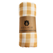 Load image into Gallery viewer, Yellow Check Organic Cotton Swaddle Sheet
