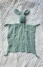 Load image into Gallery viewer, Bunny Lovey Baby Comforter – 100% Cotton Gauze – Sage
