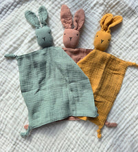 Load image into Gallery viewer, Bunny Lovey Baby Comforter – 100% Cotton Gauze – Marigold
