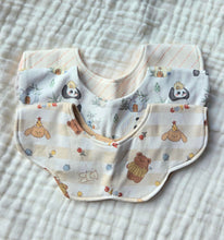 Load image into Gallery viewer, Printed Petal Dribble Bib - 6-Layer Cotton Blend - Bunny Party
