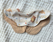 Load image into Gallery viewer, Printed Petal Dribble Bib - 6-Layer Cotton Blend - Bunny Party
