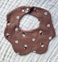 Load image into Gallery viewer, Printed Petal Dribble Bib - 6-Layer Cotton Blend - Cocoa Panda

