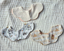 Load image into Gallery viewer, Printed Petal Dribble Bib - 6-Layer Cotton Blend - Bunny Party
