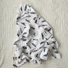 Load image into Gallery viewer, Feather Hooded Muslin Towel - Clearance
