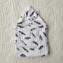 Load image into Gallery viewer, Feather Hooded Muslin Towel - Clearance
