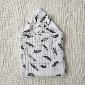 Feather Hooded Muslin Towel - Clearance