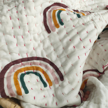 Load image into Gallery viewer, Rainbow Kantha Cot Quilt - Organic Cotton
