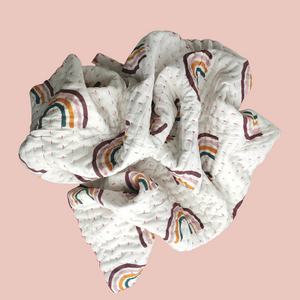 Rainbow Kantha Cot Quilt - Organic Cotton
